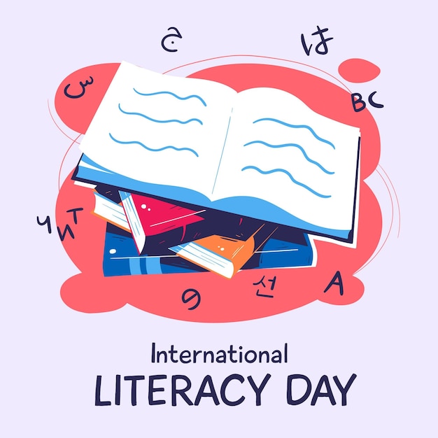 Free Vector | International literacy day celebration