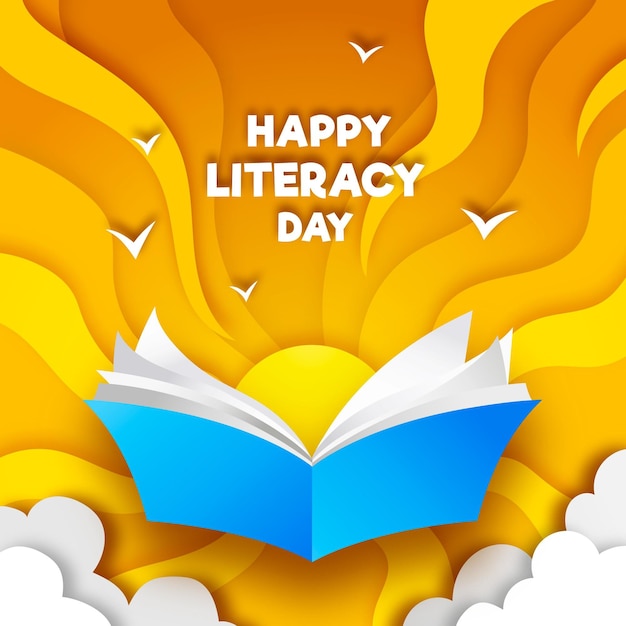 Premium Vector International literacy day in paper style