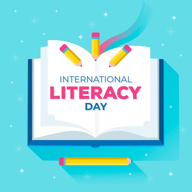 International literacy day with book and pencils | Free Vector