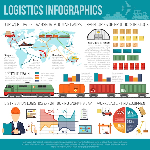 International logistics company network\
infographics chart
