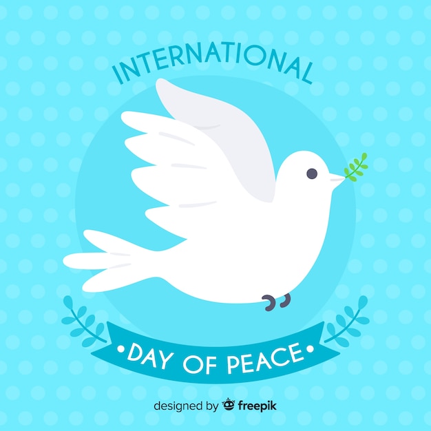 白い鳩と国際平和の日のコンセプト 無料のベクター