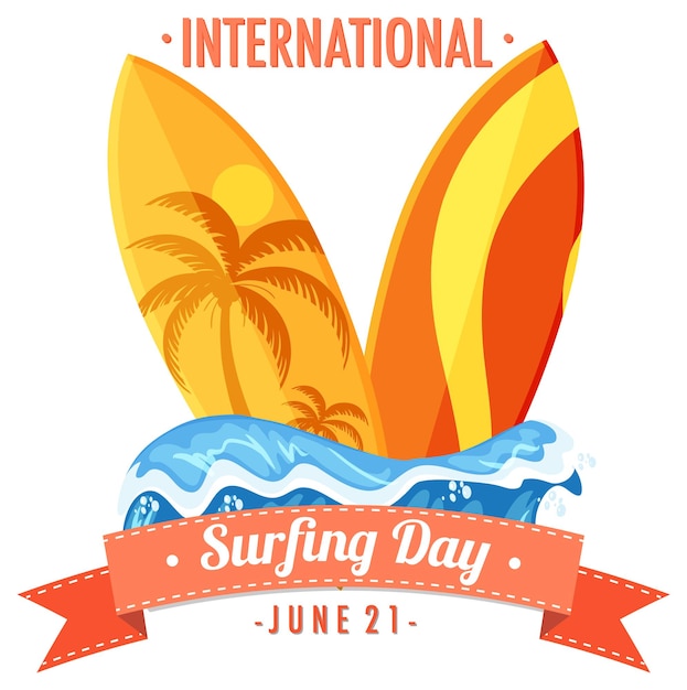 Premium Vector International surfing day banner with many surfboards