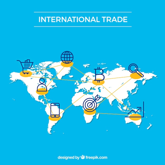 Free Vector | International trade concept background with map