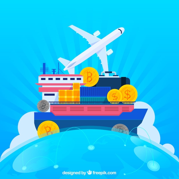 International trade concept with flat design Free Vector