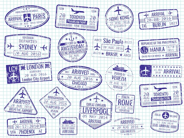 Download Free International Visa Stamps On Notebook Page Premium Vector Use our free logo maker to create a logo and build your brand. Put your logo on business cards, promotional products, or your website for brand visibility.