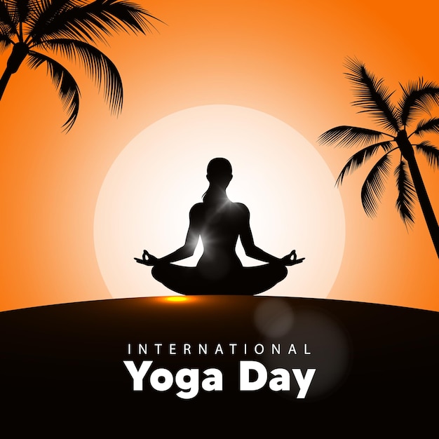 Premium Vector International Yoga Day Sunrise
