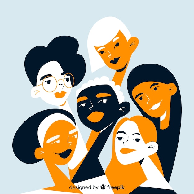 Interracial group of women background Free Vector