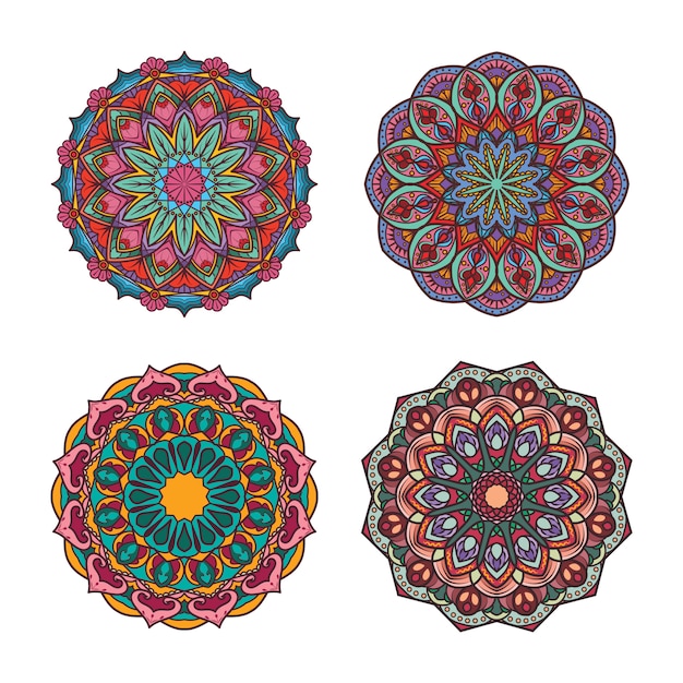 Download Intricate colored mandala designs | Premium Vector
