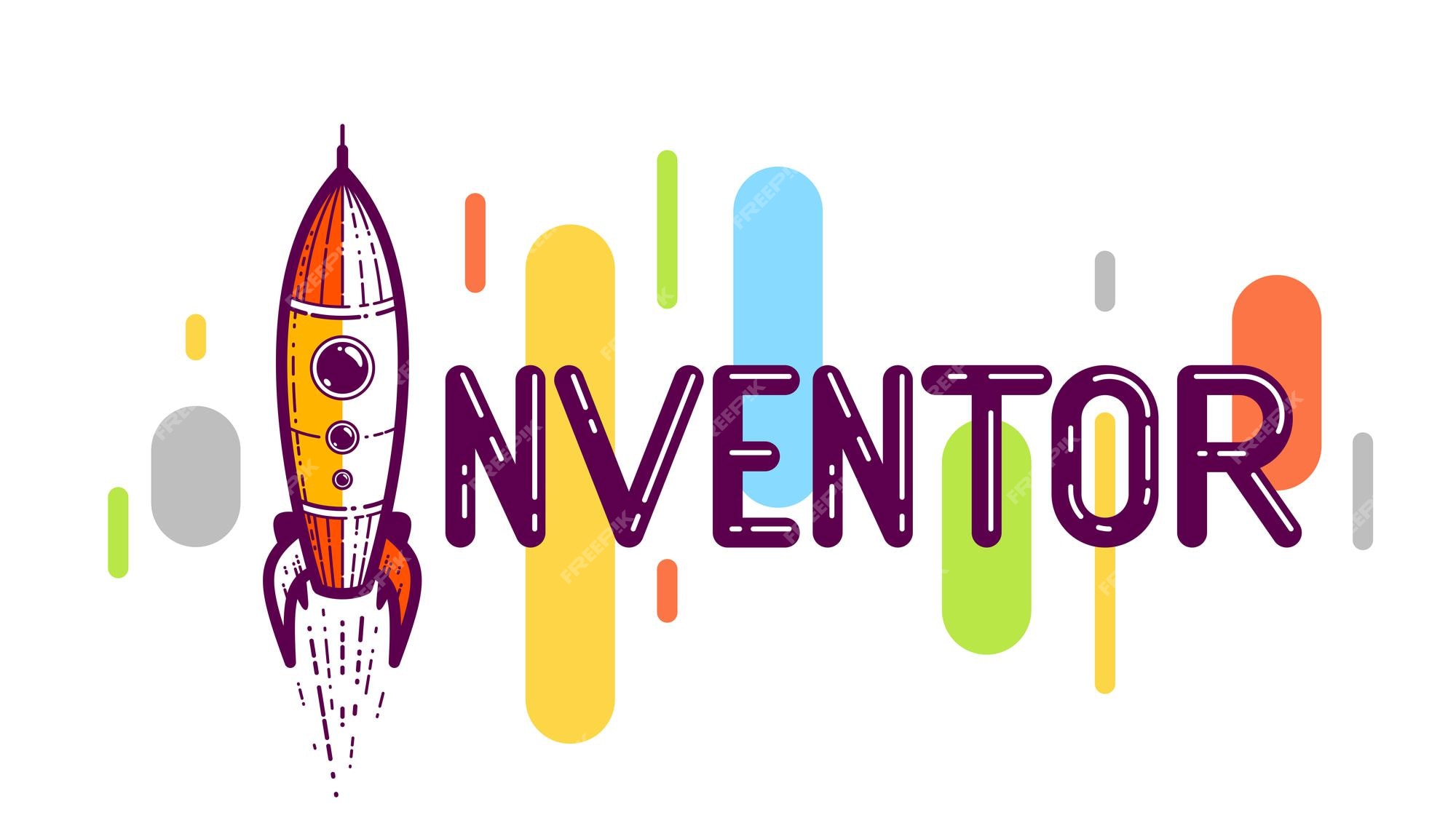 premium-vector-inventor-word-with-rocket-launching-instead-of-letter