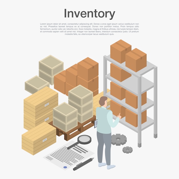 Inventory Concept Isometric Style Premium Vector 0129