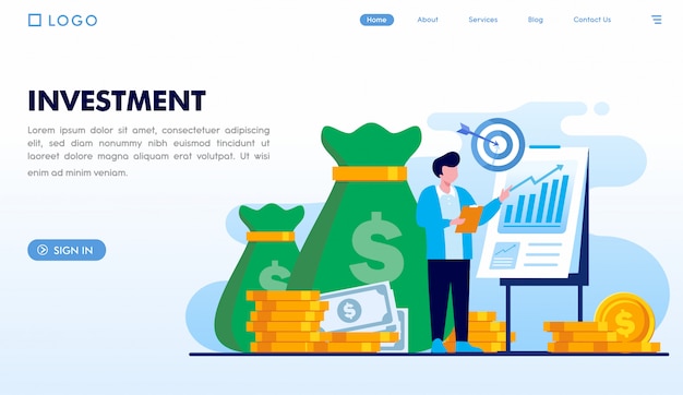 Premium Vector | Investment landing page template