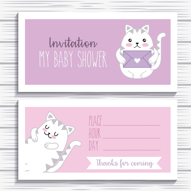 Download Premium Vector | Invitation baby shower cats kawaii cartoon card