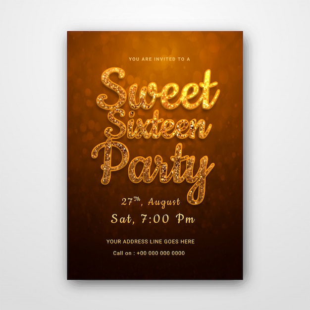 Premium Vector | Invitation card design for sweet 16 party celebration