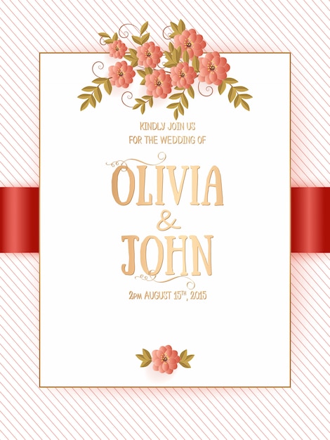 Free Vector | Invitation card template with elegant flower decoration