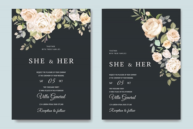 Premium Vector | Invitation card with beautiful floral template