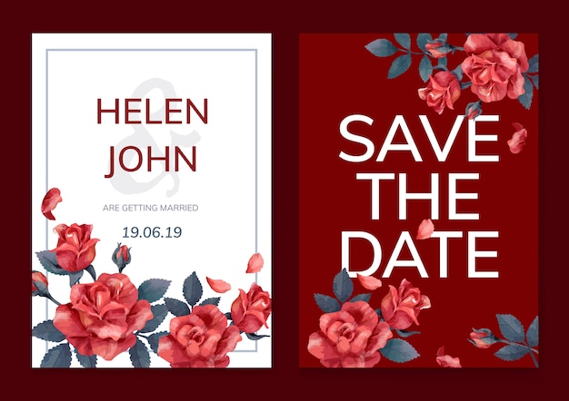 Invitation card with a red color scheme Free Vector