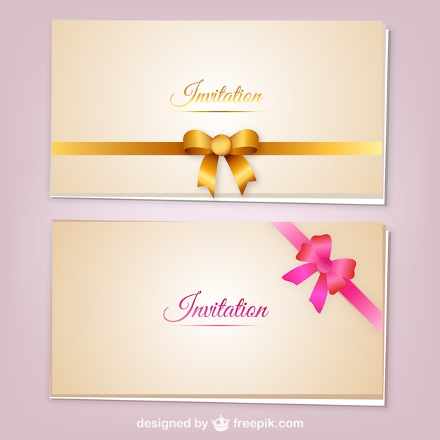 Free Vector | Invitation cards with ribbons vector