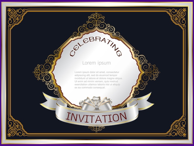 Download Premium Vector | Invitation frame wedding on black