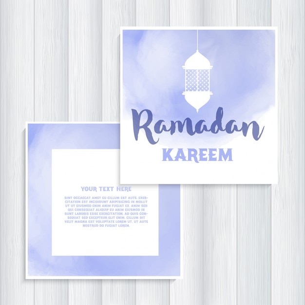 Free Vector Invitation With Watercolor Lintern For Ramadan