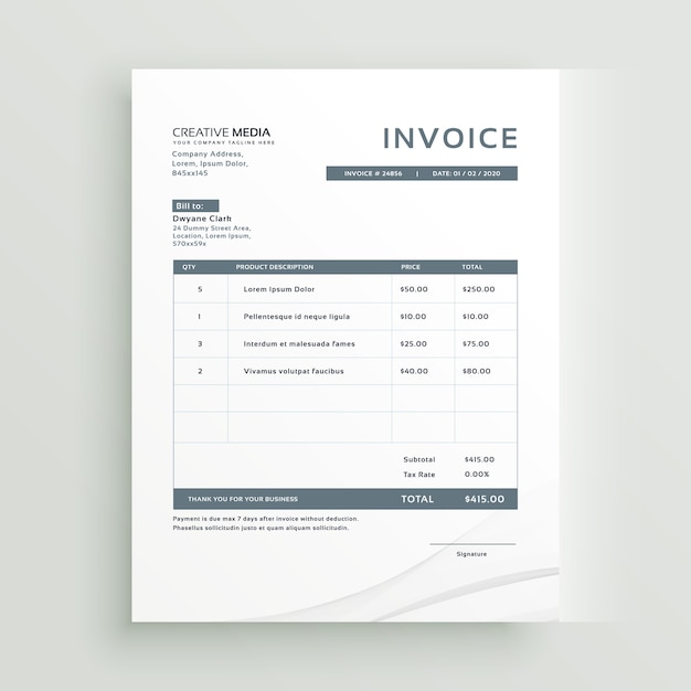 Premium Vector Invoice template design in minimal style