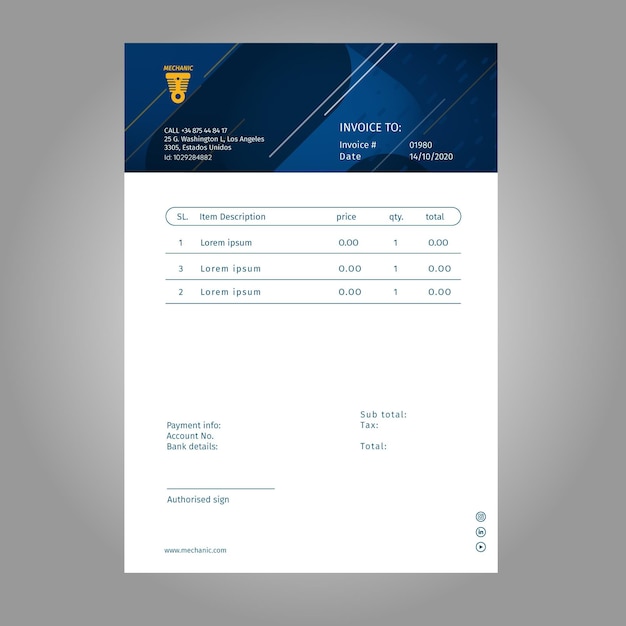 Download Free Invoice Template With Blue And White Free Vector Use our free logo maker to create a logo and build your brand. Put your logo on business cards, promotional products, or your website for brand visibility.