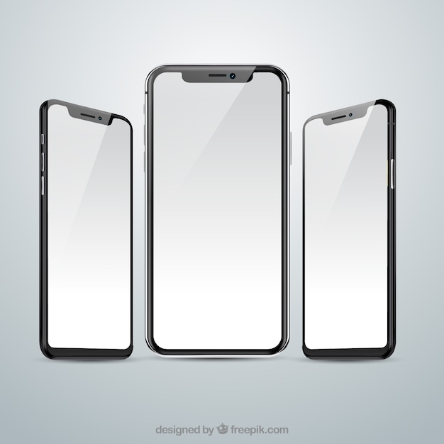 Download Iphone x with different views in realistic style Vector ...