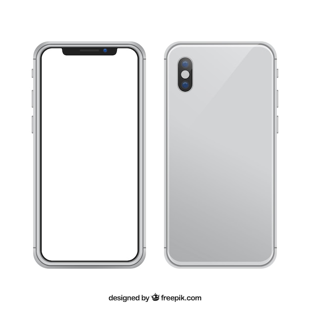 Free Vector | Iphone x with white screen in realistic style