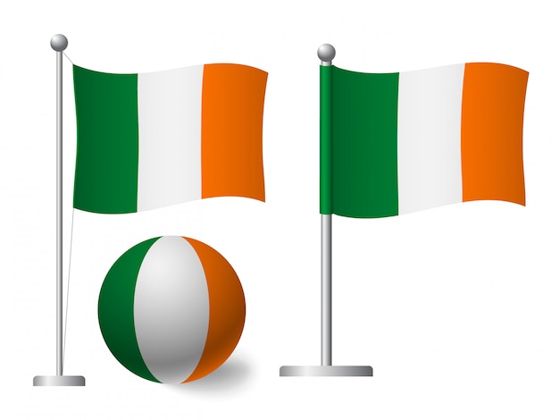 Premium Vector | Ireland flag on pole and ball icon