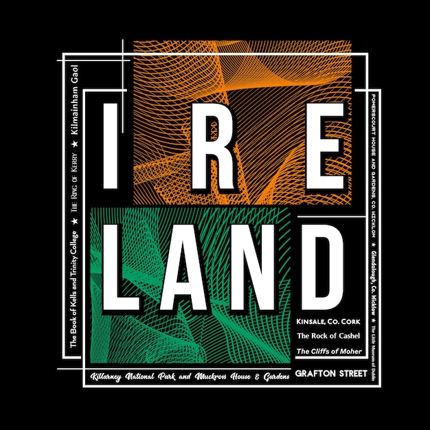 Premium Vector Ireland tshirt and poster graphic design in abstract