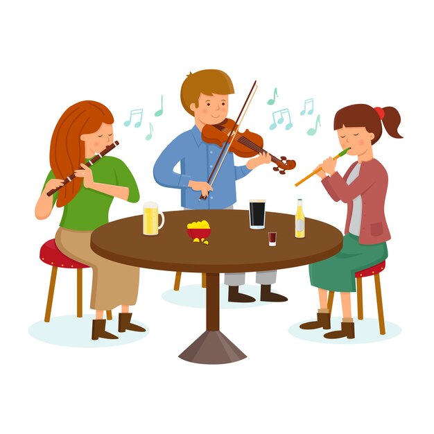 Premium Vector Irish Folk Musical Group premium-vector-irish-folk-musical-group