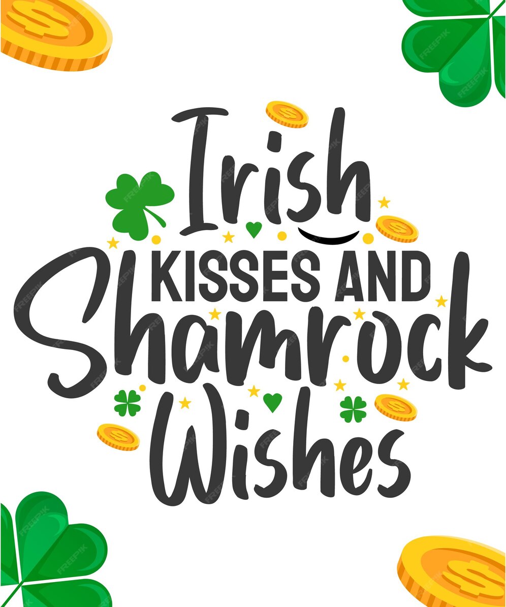 Premium Vector Irish kisses and shamrock wishes st. patrick's day