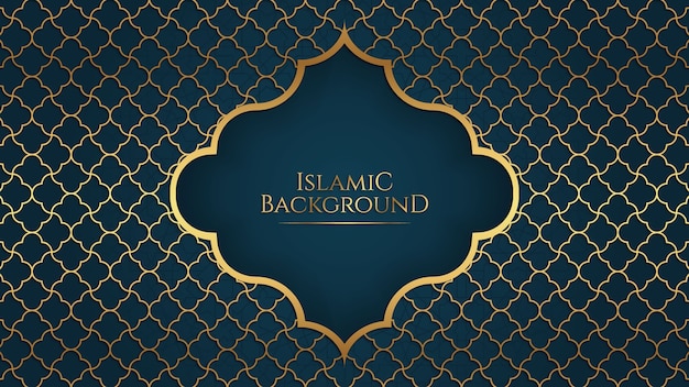 Premium Vector | Islamic arabic elegant background with blue golden ...