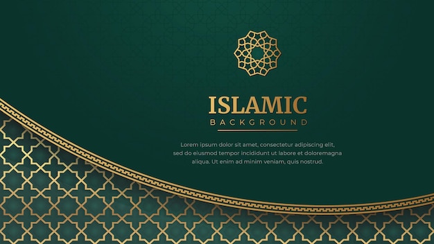 Premium Vector | Islamic arabic green luxury arabesque background with ...