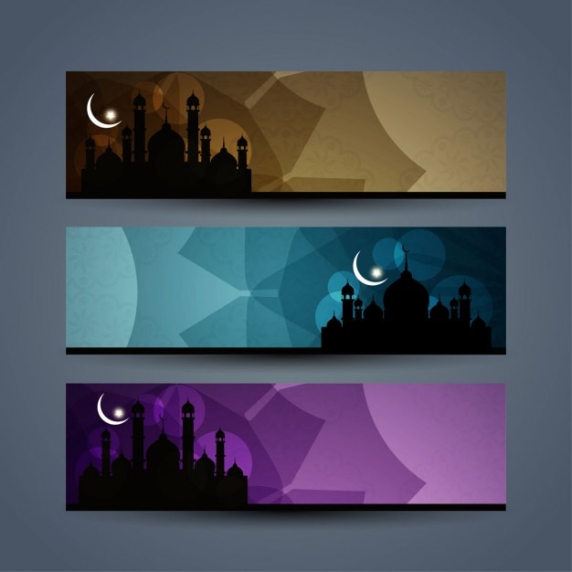 free vector islamic banners set free vector islamic banners set