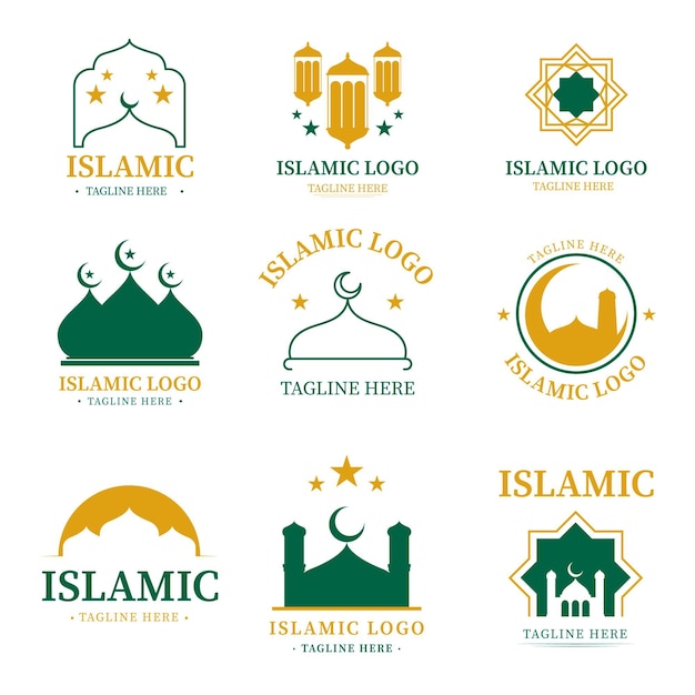 Free Vector | Islamic logo collection in two colors