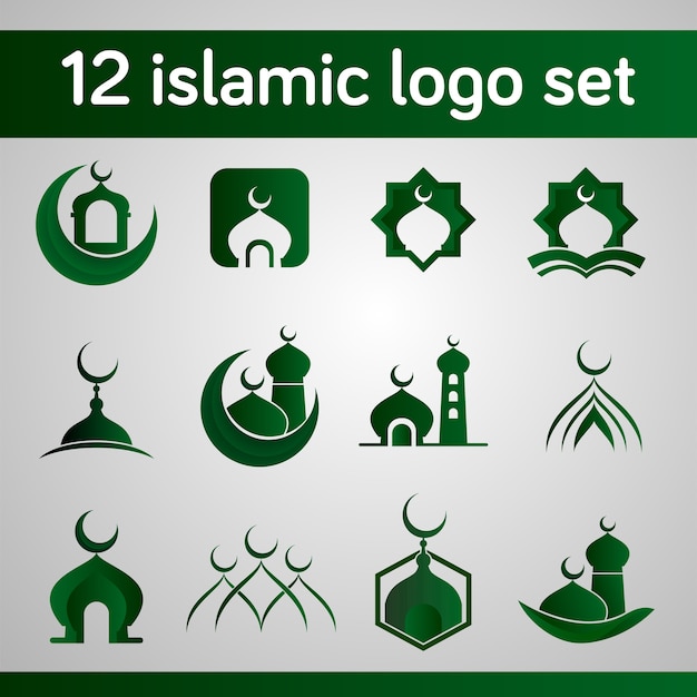 Islamic logo set with mosque shape and modern concept Premium Vector