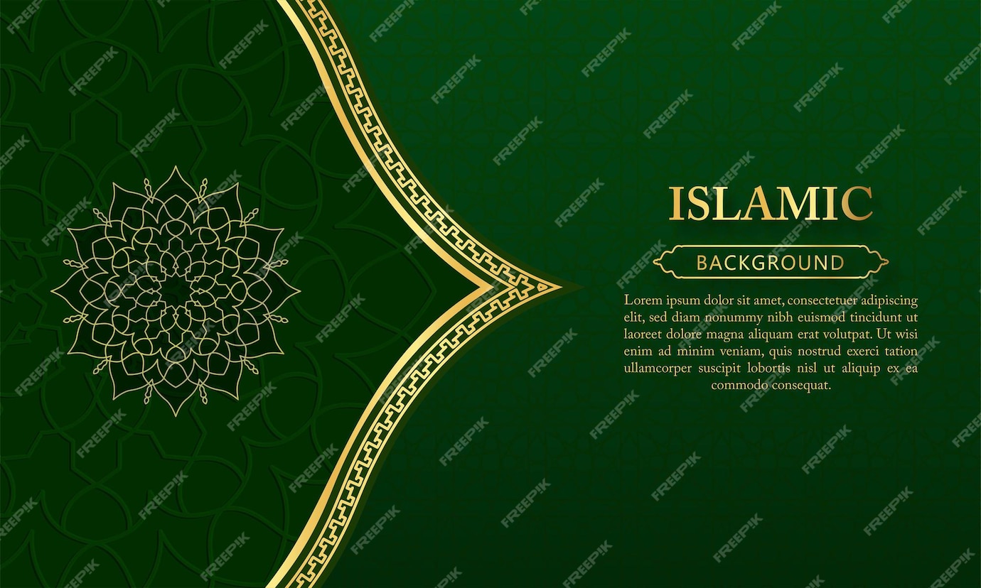 Premium Vector | Islamic luxury golden ornament with pattern green ...