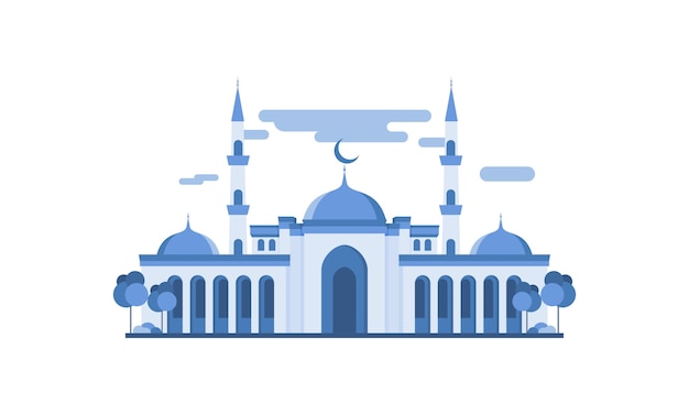 Islamic mosque building flat design illustration Premium Vector