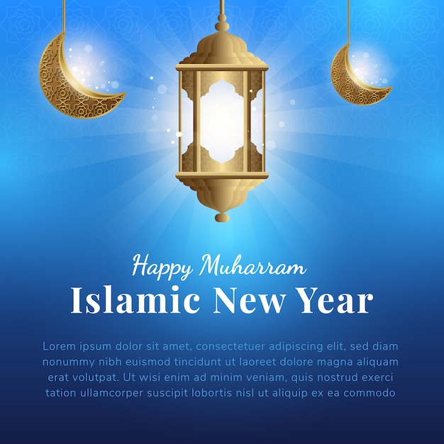 Islamic new year, happy muharram celebration | Premium Vector