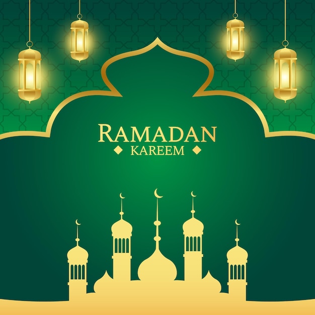 Premium Vector | Islamic ramadan greeting background with gold and ...