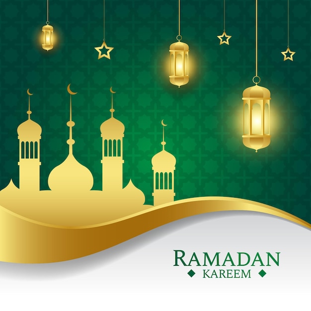 Premium Vector | Islamic ramadan greeting background with gold and ...