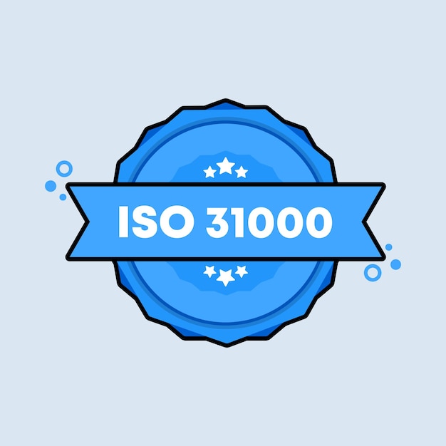 Iso 31000 배지 벡터 Iso 31000 표준 인증서 스탬프 아이콘입니다 인증 배지 로고 스탬프 템플릿 레이블