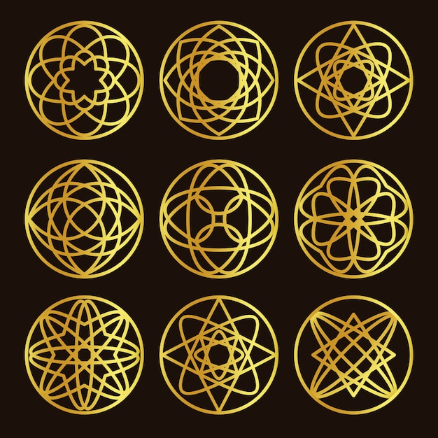 Download Free Isolated Abstract Round Shape Golden Color Logo Set Premium Vector Use our free logo maker to create a logo and build your brand. Put your logo on business cards, promotional products, or your website for brand visibility.