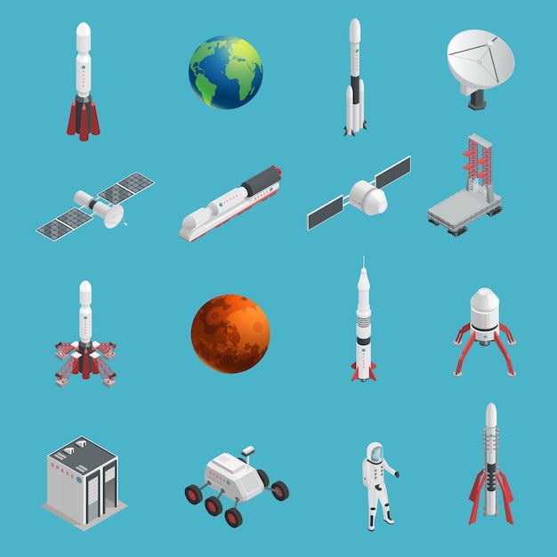 Download Isolated and colored 3d rocket space icon set Vector | Free Download