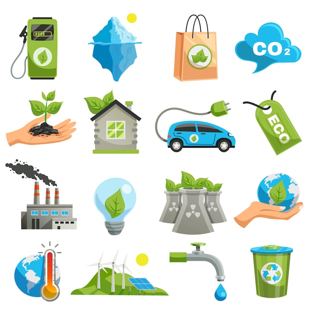 Isolated eco icon set Free Vector