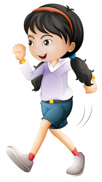 Isolated girl character walking | Free Vector