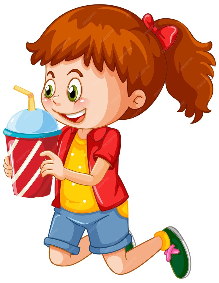 Free Vector Isolated Girl Holding Drink 4605