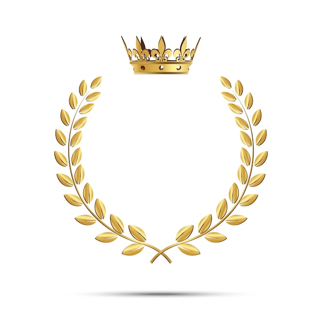 Premium Vector | Isolated Golden Laurel Wreath With Crown