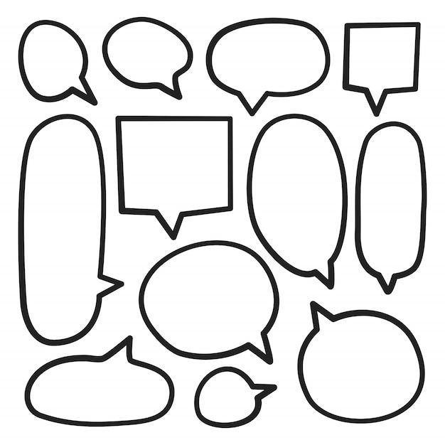 Premium Vector | Isolated hand drawn speech bubble set on a white ...