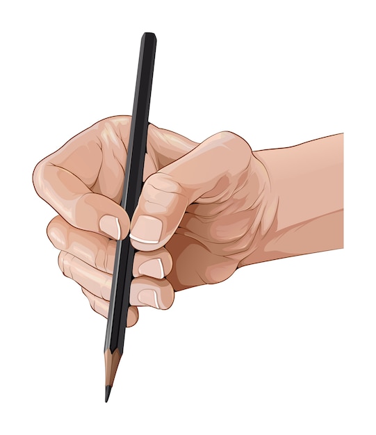 鉛筆イラストを持っている孤立した手 プレミアムベクター